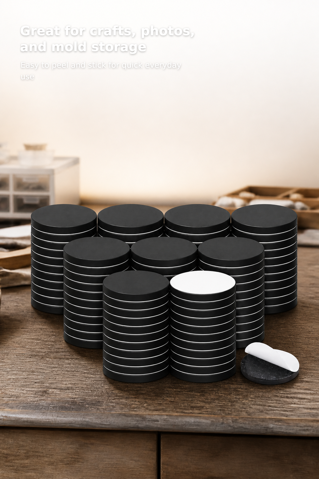 90PCS Self-Adhesive Flexible Refrigerator Magnets – Round Magnetic Dots with Adhesive Backing, Peel-and-Stick Magnetic Discs for Crafts, Photos & Mold Storage